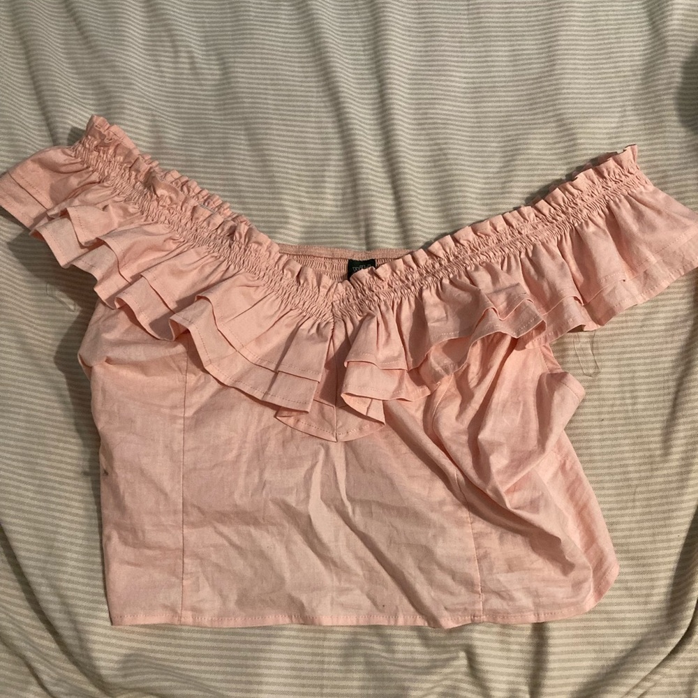 Pink off the shoulder crop top